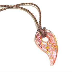 3/$15 Vintage red & gold necklace faux leather